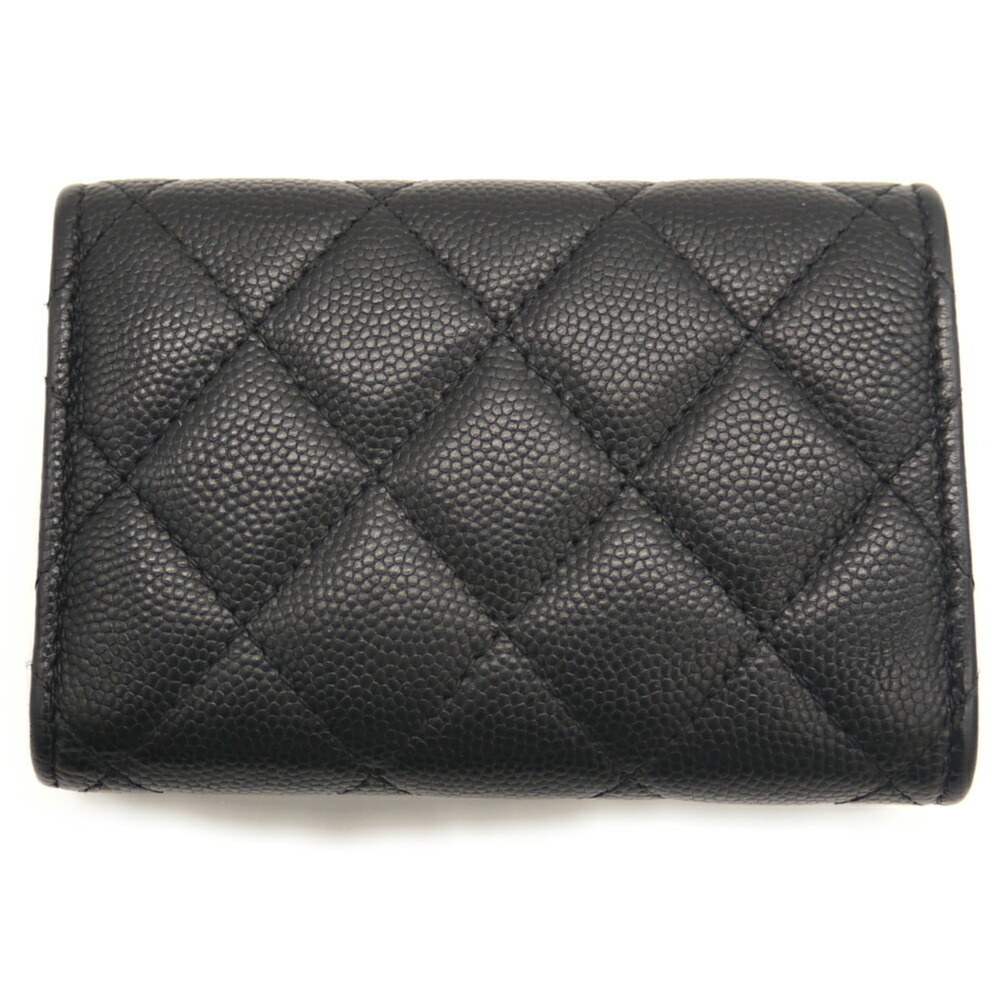 CHANEL Authentic Black Caviar Leather Logo Wallet - Picture 2 of 10